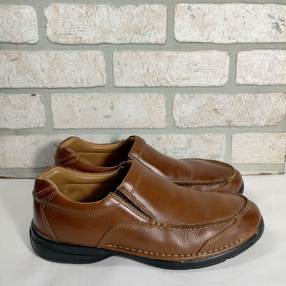 Johnston & Murphy Men's Brown Genuine Leather Slip On Shoes Loafers Size 9